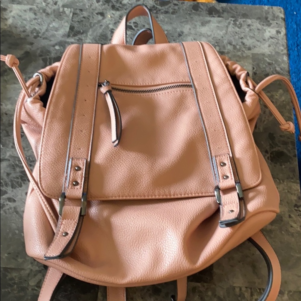 Pink leather back pack